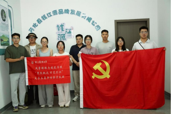 图为实践团成员与相关负责人合影