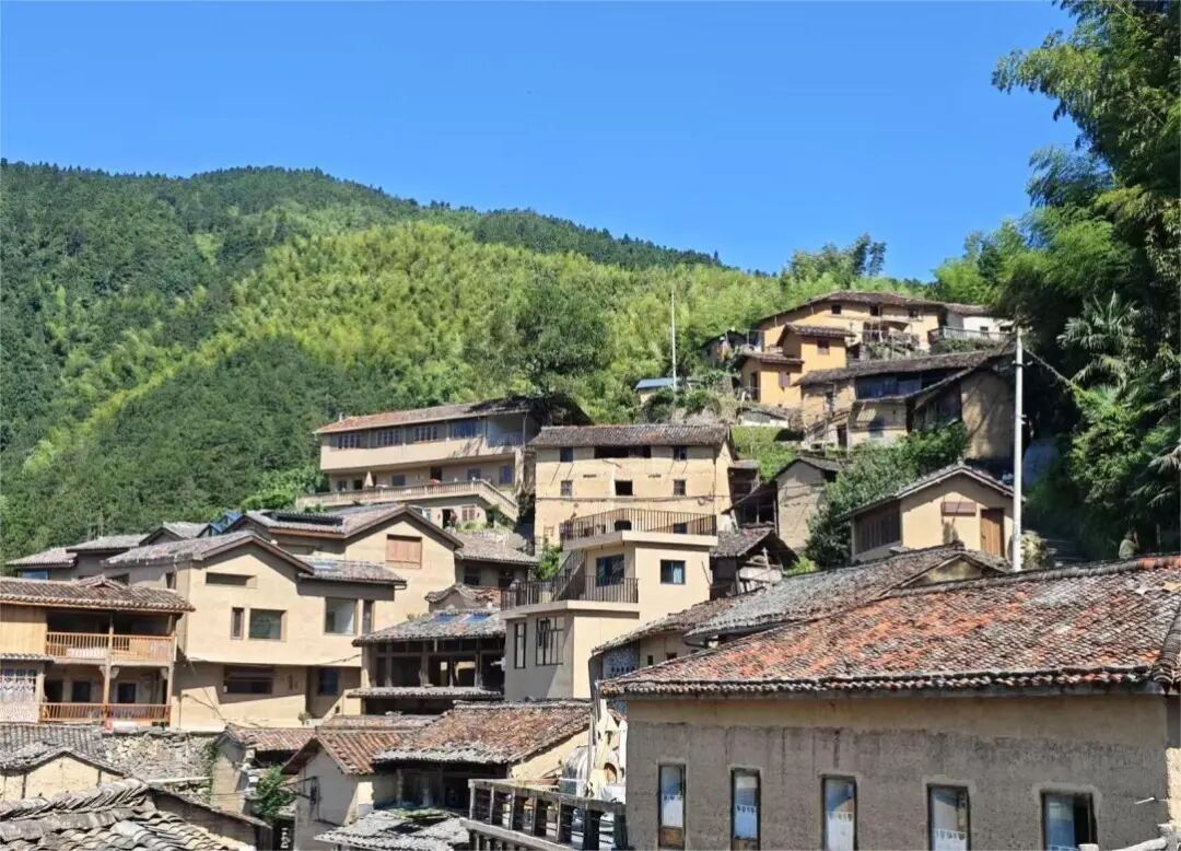 图为依山而建、层叠分布的陈家铺村传统民居群落